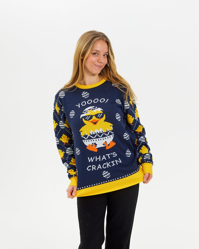Osterpullover „What's Cracking“ – Damenstil