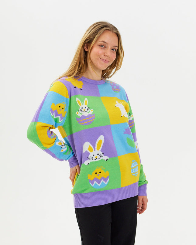 Patchwork-Osterpullover – Damenversion