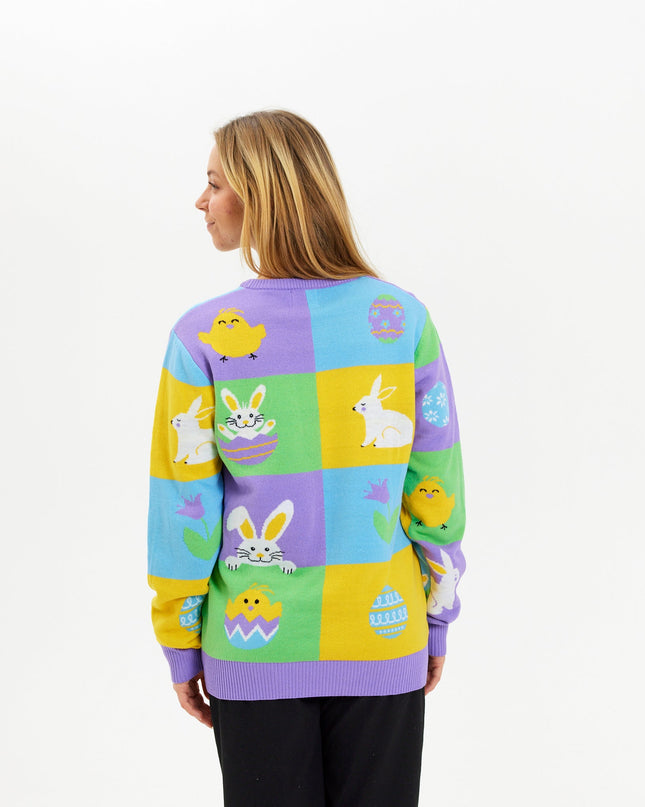 Patchwork-Osterpullover – Damenversion