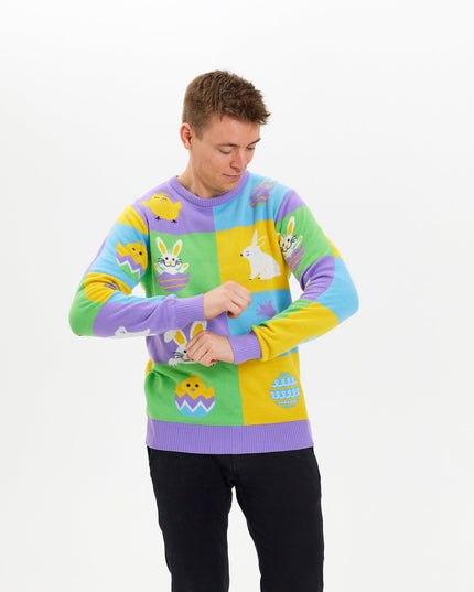 Patchwork Easter Sweater for Men