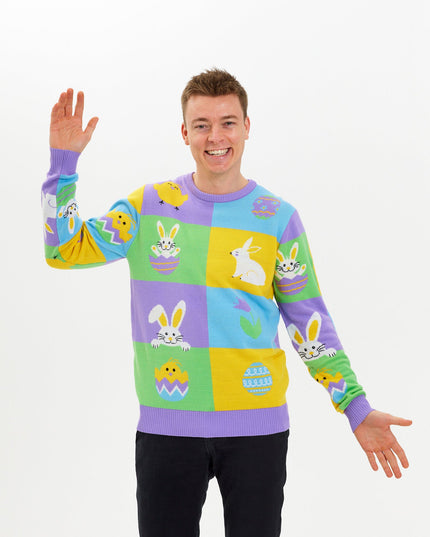 Patchwork Easter Sweater for Men