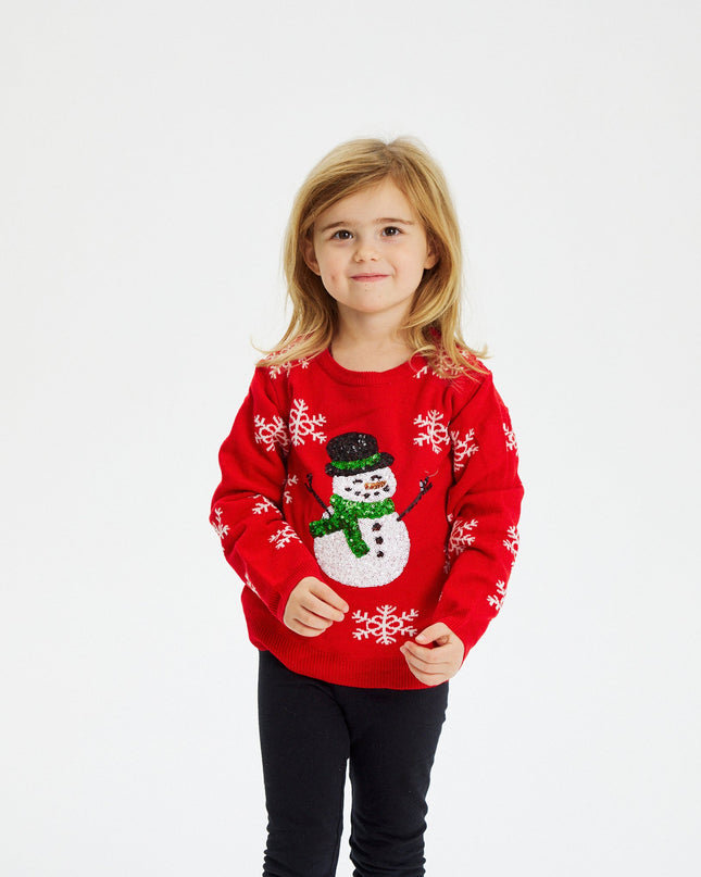 Red Snowman Christmas Sweater for Kids