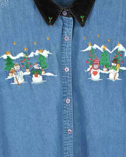 Vintage-Weihnachtshemd – Schneemann-Design für festliche Stimmung