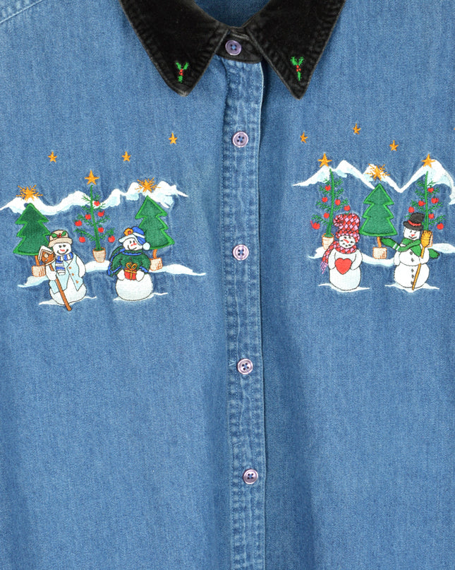 Vintage-Weihnachtshemd – Schneemann-Design für festliche Stimmung