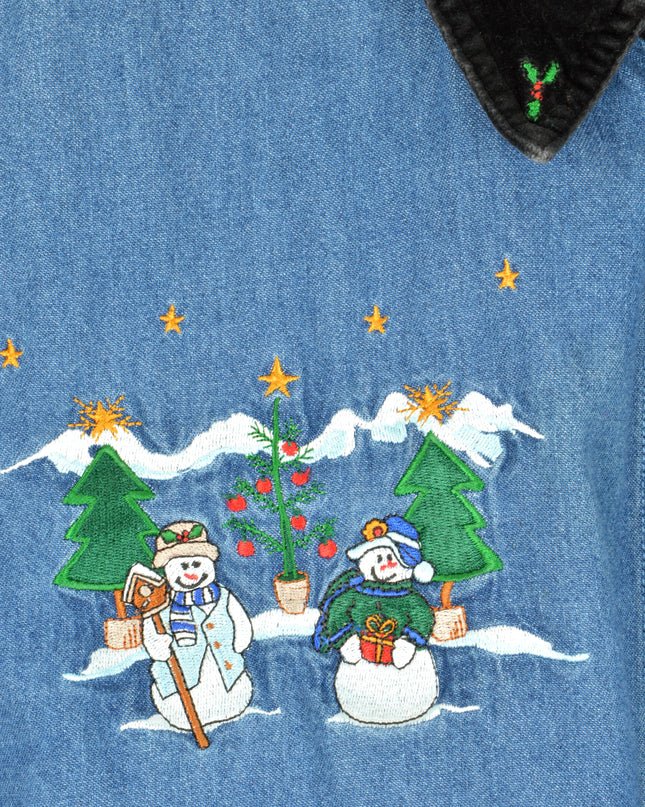 Vintage-Weihnachtshemd – Schneemann-Design für festliche Stimmung