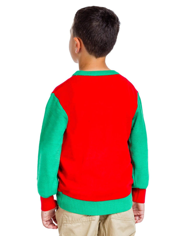 Boy's Cat in Wreath Ugly Christmas Sweater