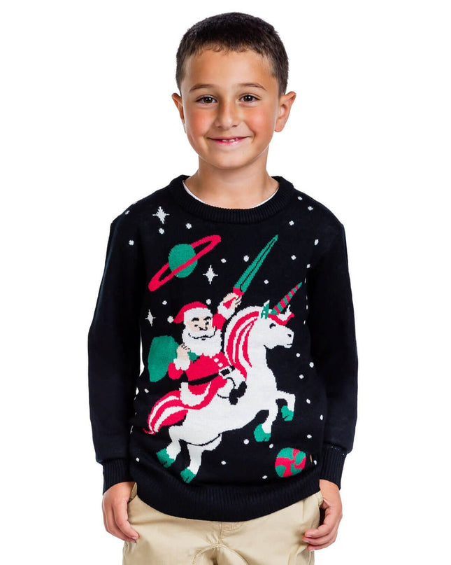 Boy's Santa Unicorn Ugly Christmas Sweater