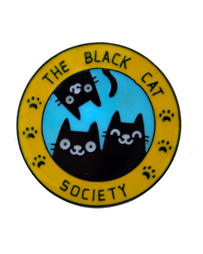 Black Cat Society Pin - Halloween Accessory