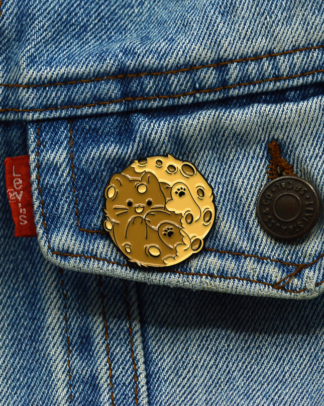 Brosche – Katzen-Mond-Design