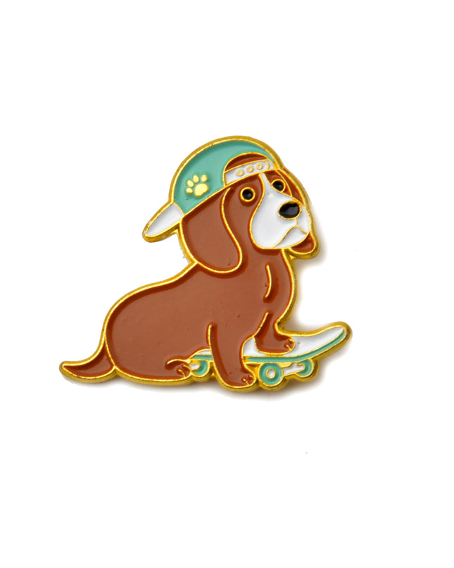 Skate Dog II Emaille-Anstecknadel | Lustiges Accessoire