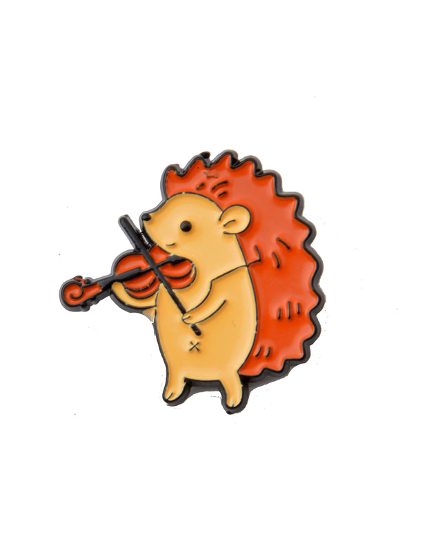 Fiddling Hedgehog Brooch - Charming Musical Accessory