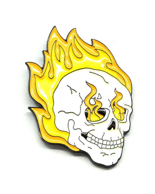 Flaming Skull Pin