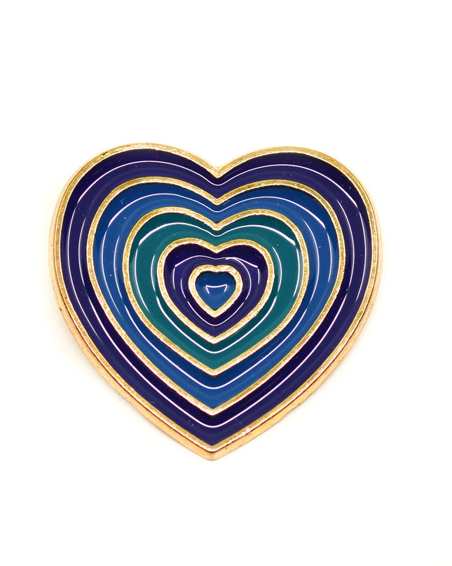 Blue Layered Heart Enamel Pin