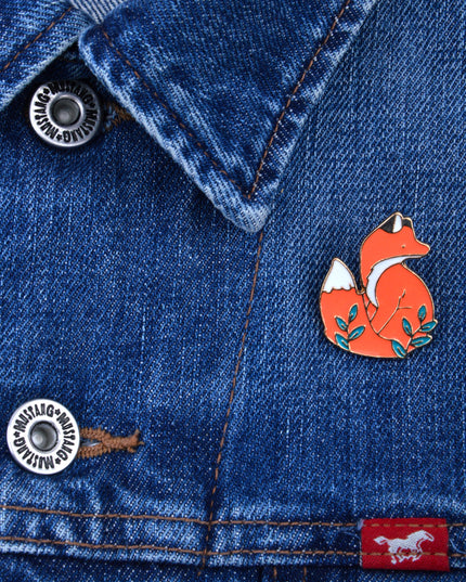 Anstecknadel – Fuchs mit Pflanzen