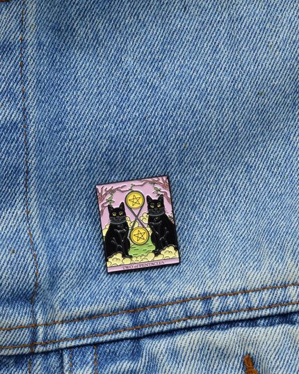 Cat Tarot Two of Pentacles Pin