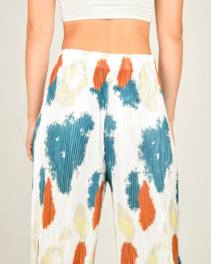 White Speckled Crepe Pants