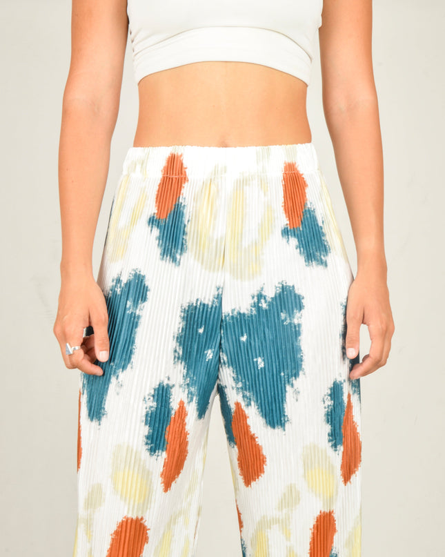 White Speckled Crepe Pants