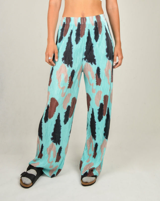 Turquoise Speckled Crepe Pants
