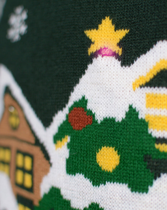 LED-Weihnachtspullover für Herren „Der Weihnachtsmann kommt in die Stadt“