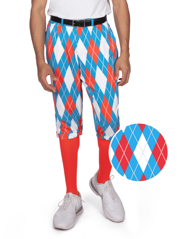 Men's American Argyle Golf Knickers with Red Golf Socks