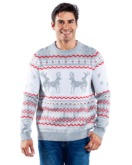 Men's Grey Humping Reindeer Ugly Christmas Sweater