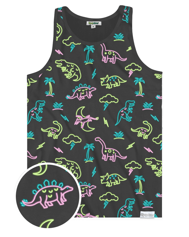 Men's Neon Dinosaur Tank Top