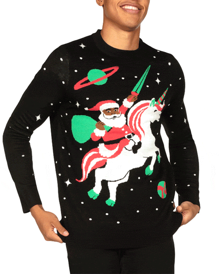 Men's Santa Unicorn Ugly Christmas Sweater