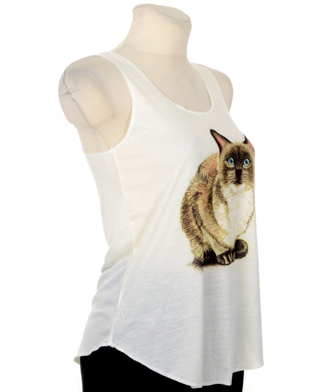 Cat Sitting Graphic Sleeveless Top for Men and Women