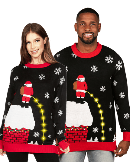 Matching Leaky Roof Light Up Couples Ugly Christmas Sweater