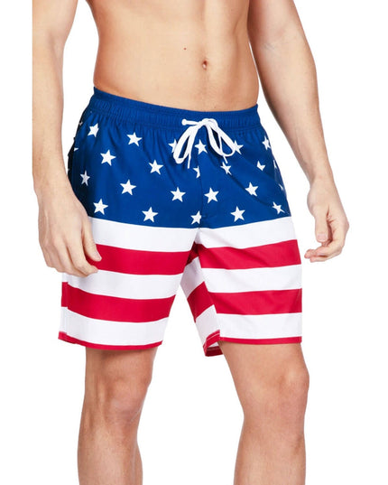American Flag Stretch Swim Trunks - 7.5" Inseam