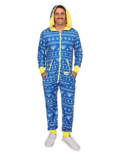 Men's Blue Hanukkah Jumpsuit