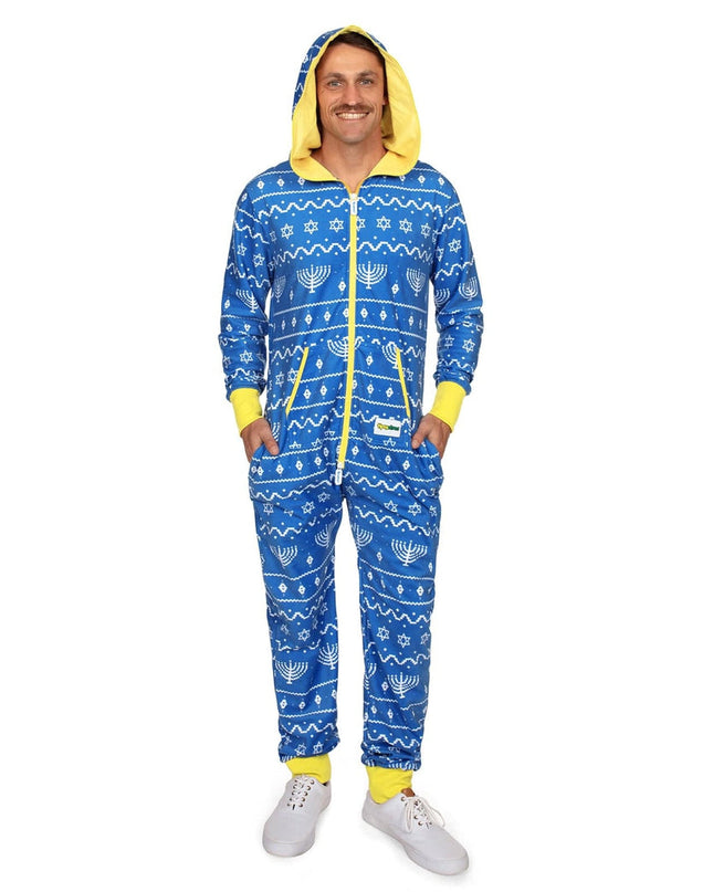 Men's Blue Hanukkah Jumpsuit