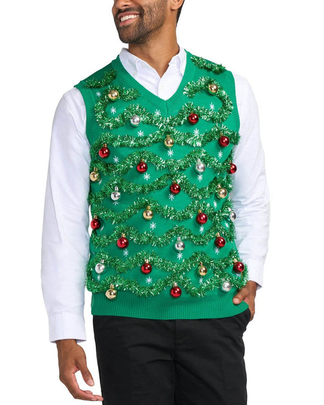 Men's Gaudy Garland Ugly Christmas Sweater Vest