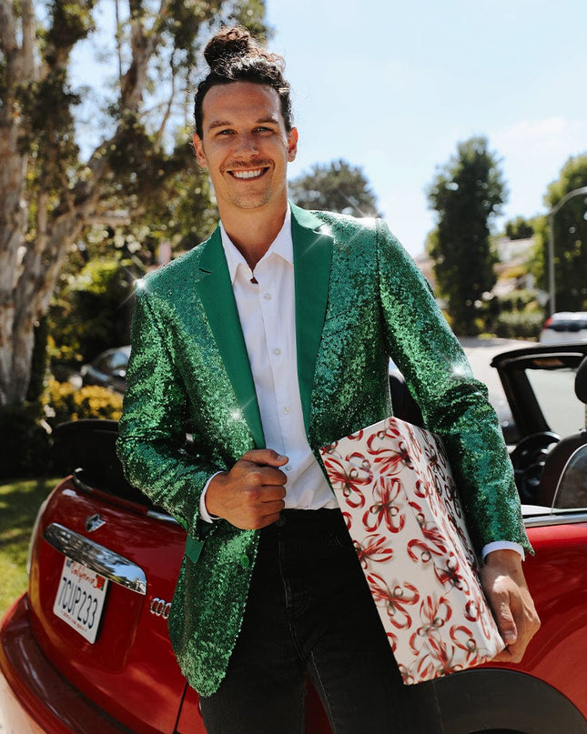 Men's Green Sequin All Over Blazer