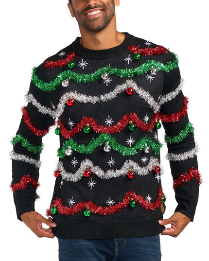 Men's Midnight Garland Light Up Ugly Christmas Sweater