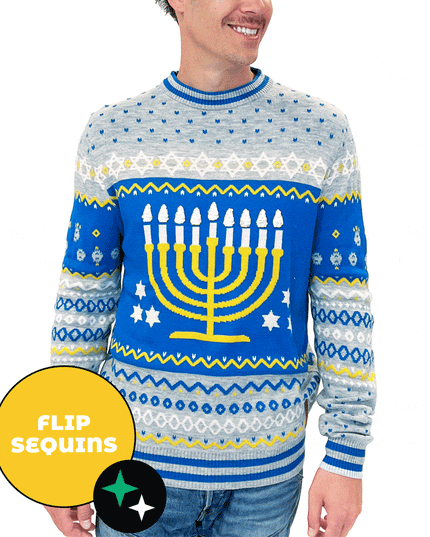 Men's Reversible Sequin Hanukkah Sweater