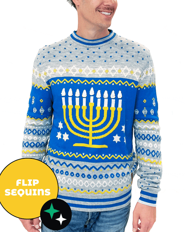 Men's Reversible Sequin Hanukkah Sweater