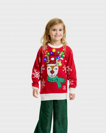 Süßer Rentier-Weihnachtspullover – Kinderversion