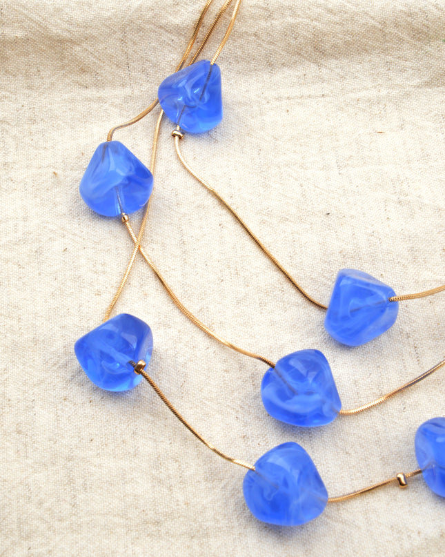 Perlenkette – Blau und Gold