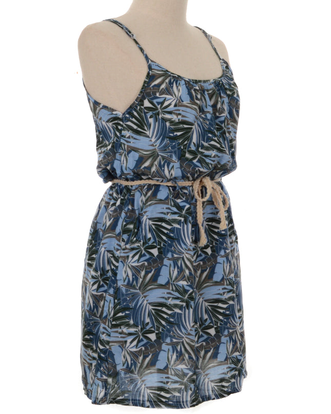 Summer Dress - Blue Palm Design