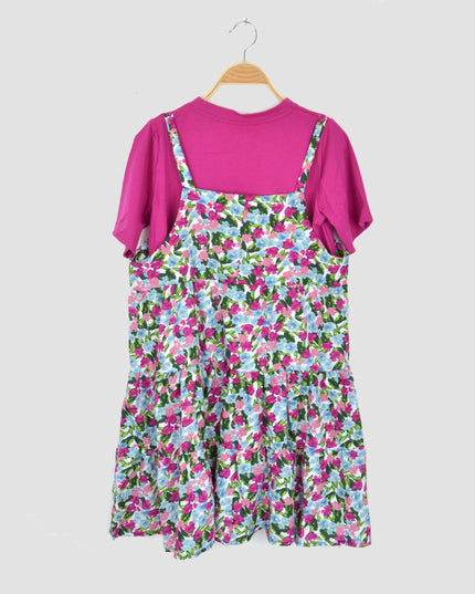 2-in-1-Kleid – Lila mit Blumenmuster