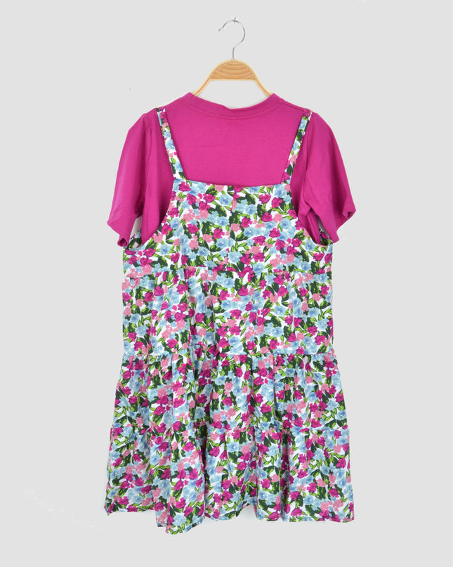 2-in-1-Kleid – Lila mit Blumenmuster