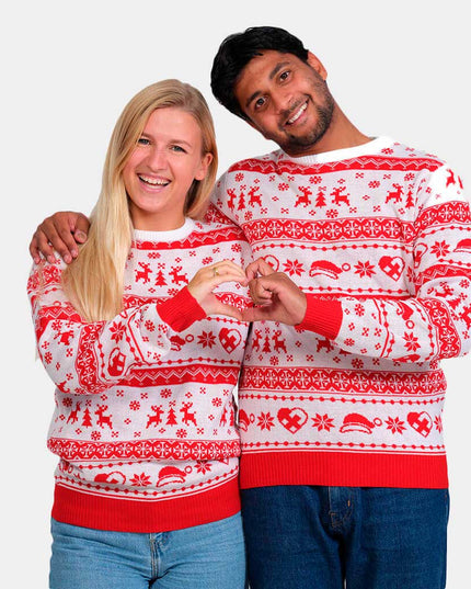 Rot-weiß gestreifter Weihnachtspullover