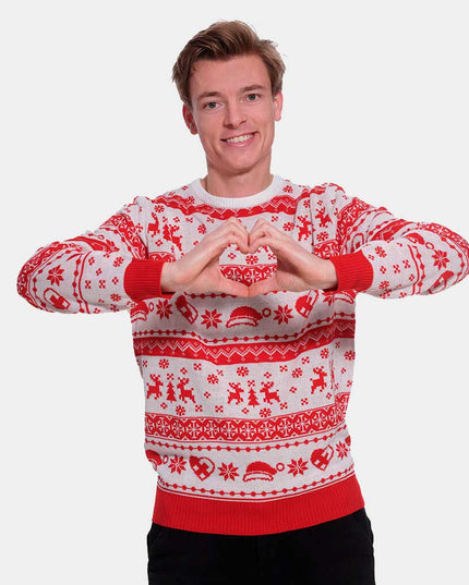 Rot-weiß gestreifter Weihnachtspullover