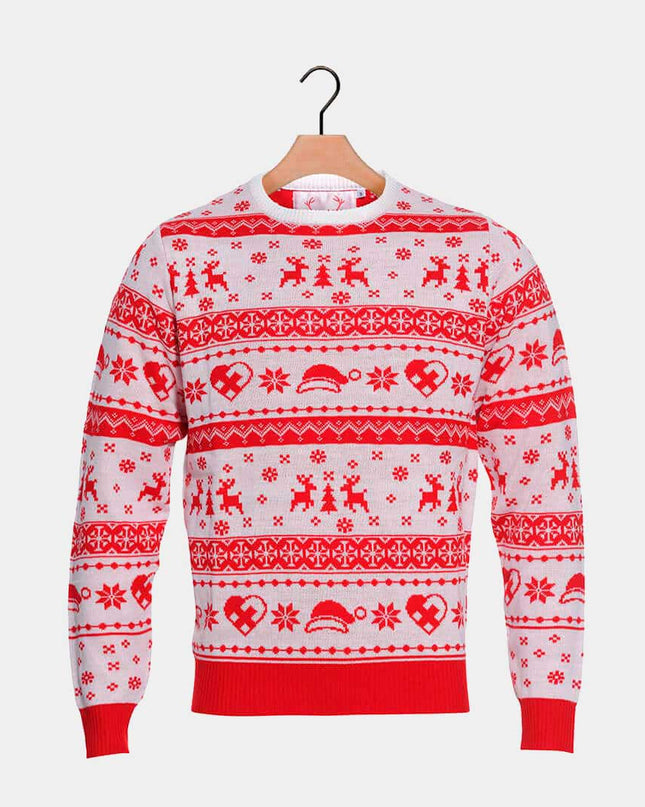 Rot-weiß gestreifter Weihnachtspullover