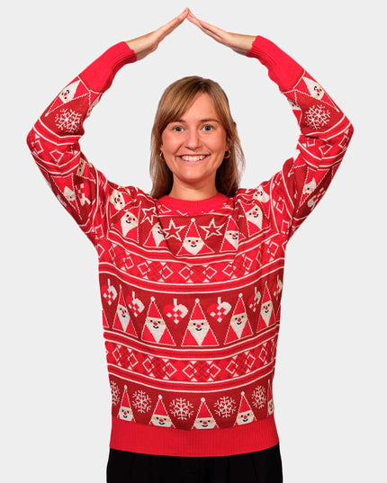 Rot-gestreifter Weihnachtspullover mit Weihnachtsmann