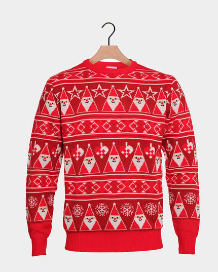 Rot-gestreifter Weihnachtspullover mit Weihnachtsmann