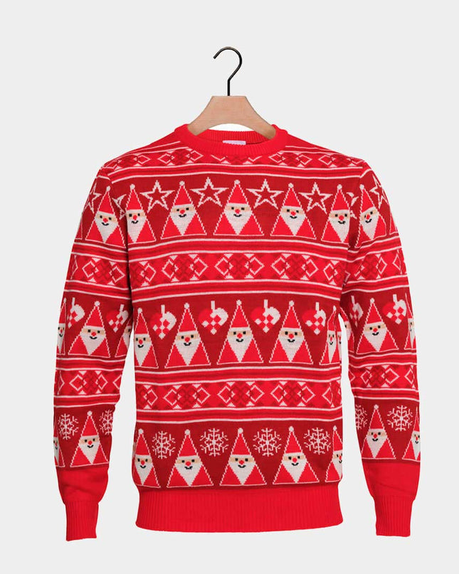 Rot-gestreifter Weihnachtspullover mit Weihnachtsmann