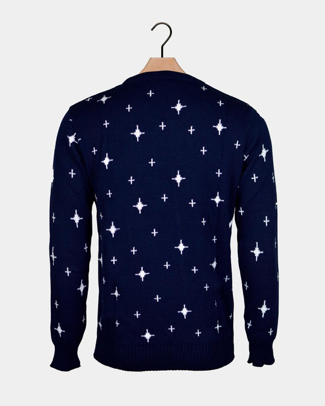 Blue Couple Christmas Sweater with Reindeer and Star