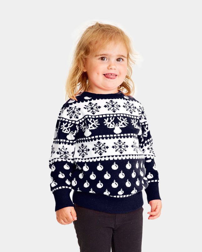 Blue Snow Reindeer Christmas Sweater for Kids